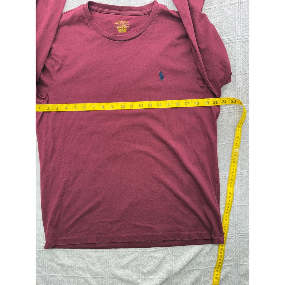 Polo Ralph Lauren Mens Custom Slim Fit Long Sleeve T-Shirt Burgundy Maroon Large